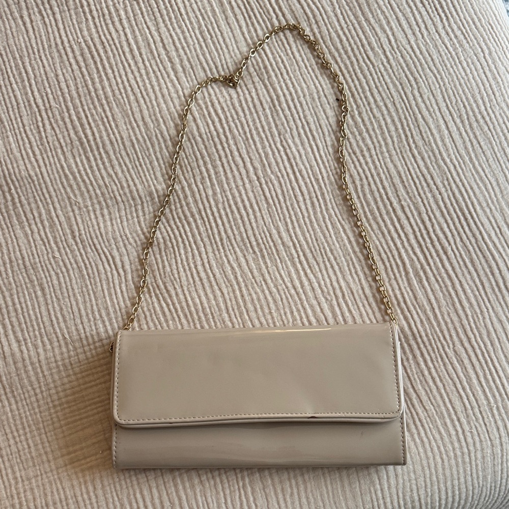 ALDO Elegant Cream Clutch with Gold Chain